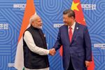 Prime Minister Narendra Modi and Chinese President Xi Jinping on the sidelines of the BRICS summit in Kazan, Russia