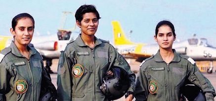 (L-R) Trainee pilots Mohana, Bhawana and Avani