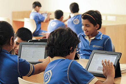 Kunskapsskolan school students in Gurgaon access coursework and mock tests through a digital learning portal