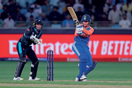 Smriti Mandhana in action against New Zealand in the Women’s T20 World Cup, Dubai