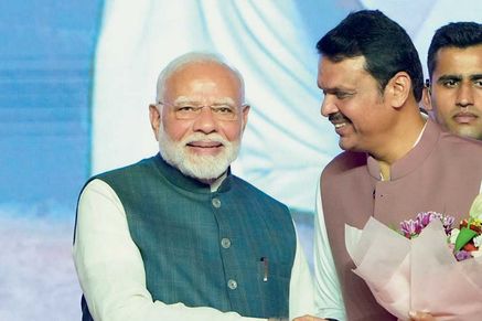 Devendra Fadnavis with Prime Minister Narendra Modi after taking his oath as Maharashtra chief minister, Mumbai, December 5, 2024