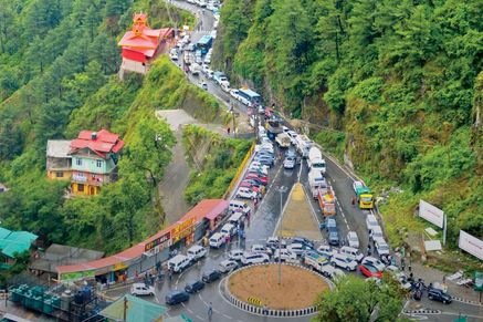A traffic jam caused by tourist vehicles in Shimla, June 26, 2025