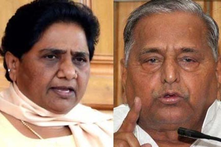 Mayawati (R) and Mulayam Singh Yadav