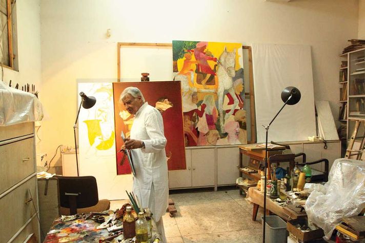 Krishen Khanna at his studio in Gurgaon