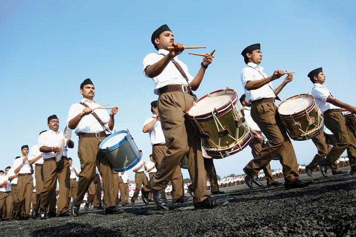 RSS members at the Vijayadashmi celebrations