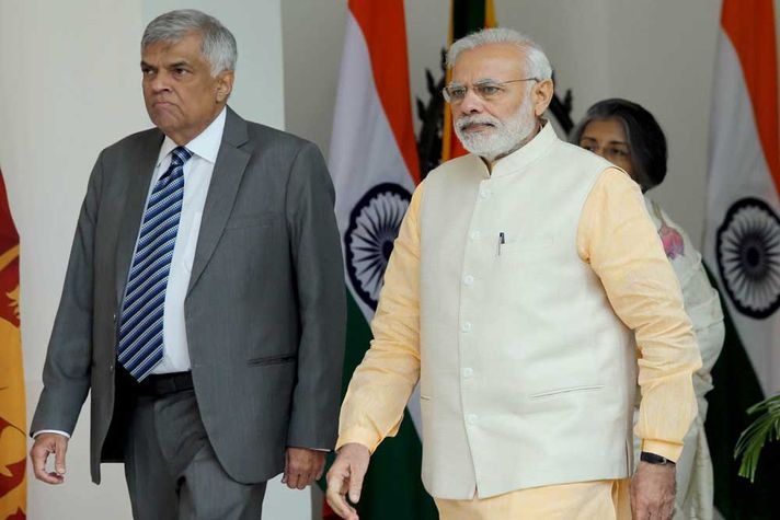 Sri Lanka’s Prime Minister Ranil Wickremesinghe with Prime Minister Narendra Modi in New Delhi 