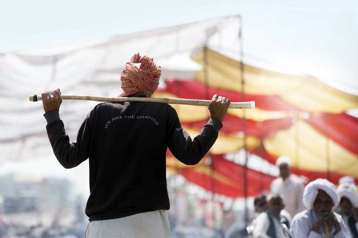 A protestor in Jassia, Rohtak district of Haryana