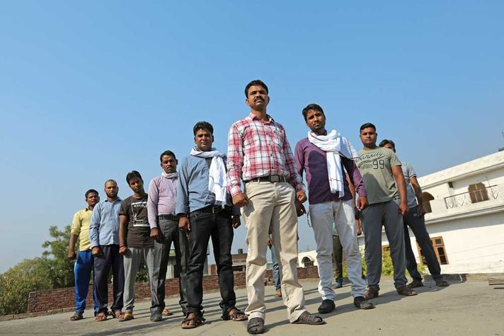 Vinay Ratan Singh (in checked shirt), national president of the Bheem Army, along with members of the organisation