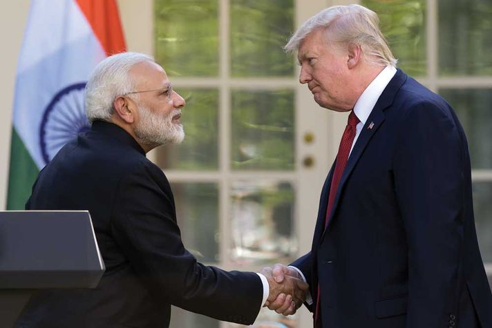 Modi with Trump after their joint statement at the White House