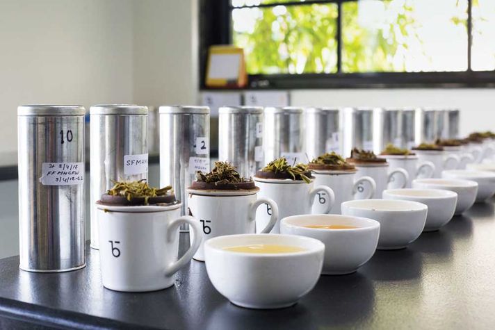 A tasting counter at Teabox