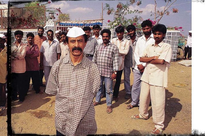 Arun Gawli with supporters in Mumbai in 1997