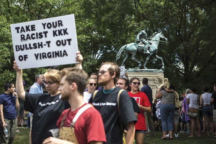 The controversial statue of General Robert E Lee in Charlottesville, Virginia