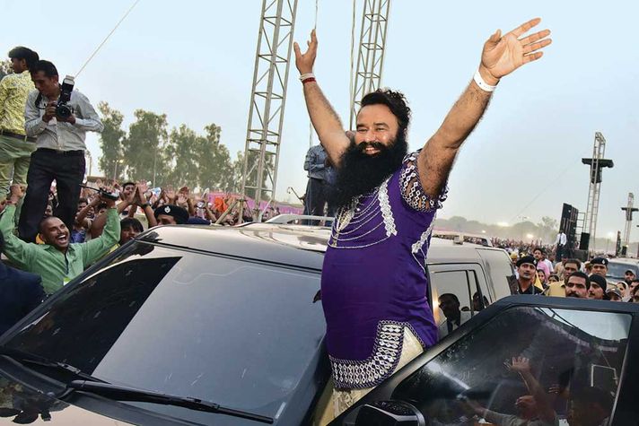 Ram Rahim at the premiere of his film Messenger of God 2 in Gurgaon, 2015