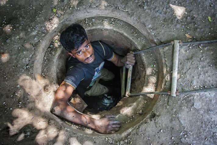 A manual scavenger in Delhi