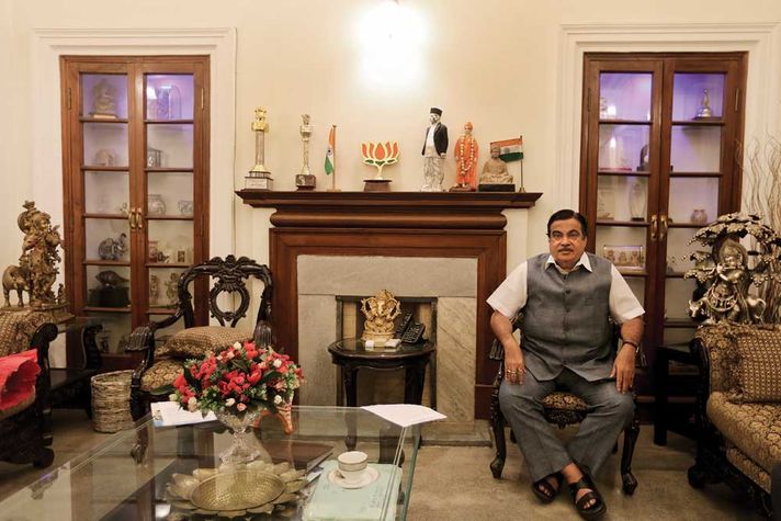 Nitin Gadkari at his Delhi residence