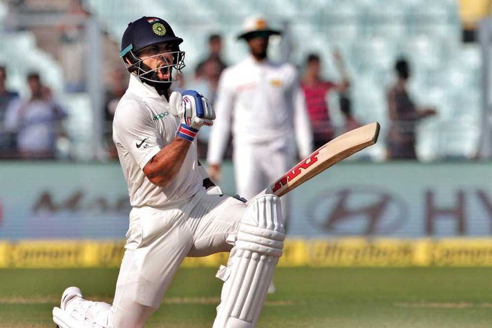 Virat Kohli celebrates his 18th Test century at Eden Gardens