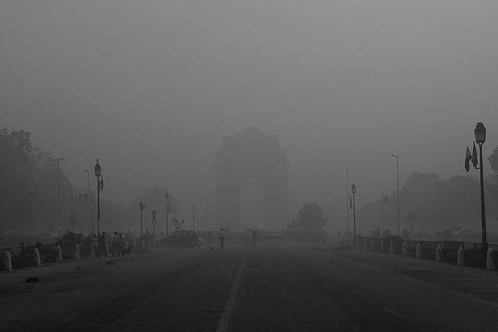 A hazy Rajpath at 8.30 am on November 9