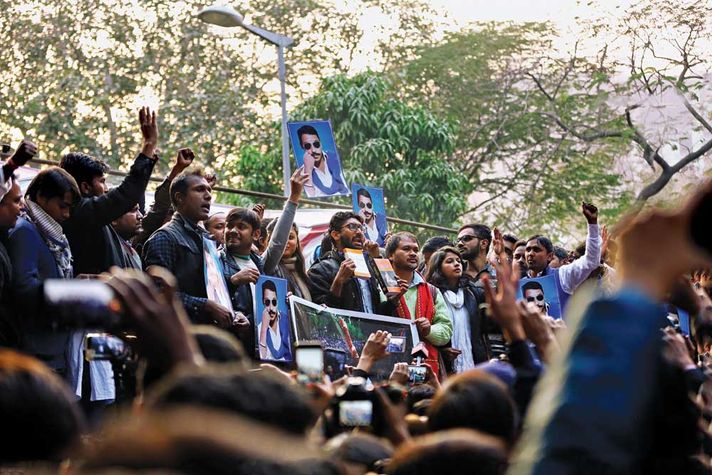 Jignesh Mevani at the Yuva Hunkaar rally held in Delhi on January 9