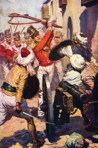 Lieutenant Pattinson at the Presence of Karyguam, a painting of the 1818 Bhima Koregaon Battle