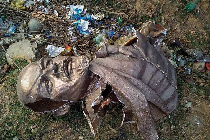 2018: A statue of Lenin is demolished in Belonia, South Tripura