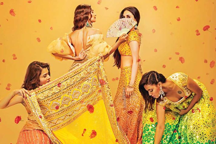 (L-R) Shikha Talsania, Sonam Kapoor Ahuja, Kareena Kapoor Khan and Swara Bhaskar in Veere Di Wedding