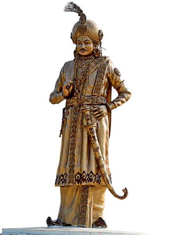 A statue of Krishnadeva Raya in Anegundi village, Karnataka