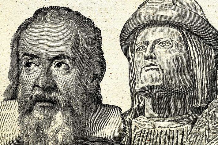 (L to R) Galileo Galilei (1564-1642) and Garcia d’Orta (1501-1568)