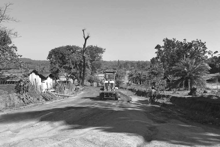 A motorable track under construction in Koleng, Chhattisgarh