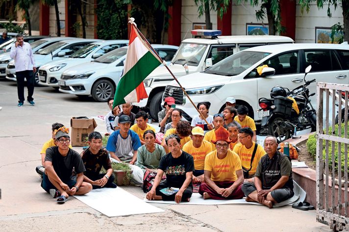 Sonam Wangchuk (centre) on a hunger strike at Ladakh Bhawan, New Delhi, October 7, 2024