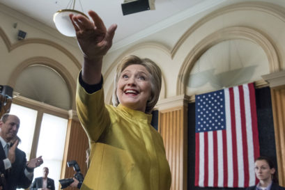 WILL SHE TRUMP DONALD? Hillary Clinton at an event at Stanford University, California, on 23 March (DAVID PAUL MORRIS/GETTY IMAGES)