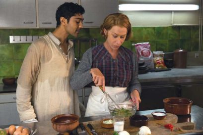 Manish Dayal and Helen Mirren in The Hundred-Foot Journey