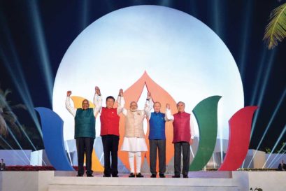 Narendra Modi with BRICS leaders (from left) South African President Jacob Zuma, Chinese President Xi Jinping, Russian President Vladimir Putin and Brazilian President Michel Temer in Goa