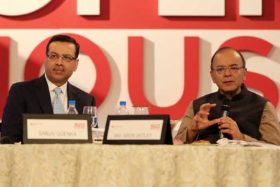 Sanjiv Goenka, Chairman, RP-Sanjiv Goenka Group with Finance Minister Arun Jaitley