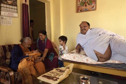 Jogawat with his family at home in Neemuch after the surgery