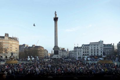 A vigil at Trafalgar Square in London for victims of the March 22nd terrorist attack