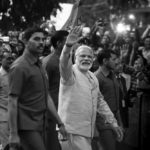 Modi outside the BJP headquarters in New Delhi after the election results