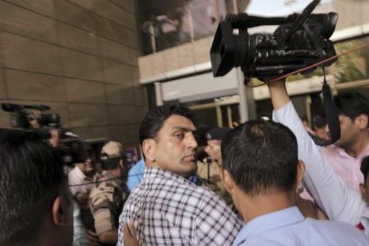 Kashmiri separatist leader Farooq Ahmed Dar, also known as Bitta Karate, arrives for questioning at the NIA headquarters in Delhi, May 30th