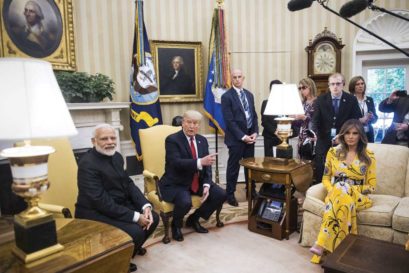 Melania and Donald Trump host Narendra Modi in the Oval Office on June 26th