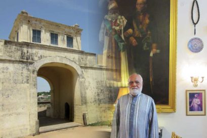 Mohammed Abdul Ali at Amir Mahal in Chennai; (left) Arcot Fortress