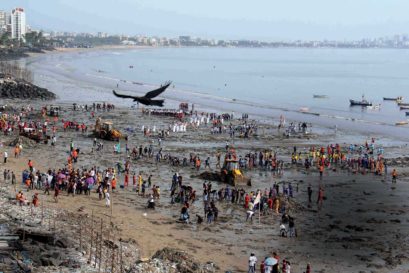 A 2016 clean-up drive at Versova beach in Andheri where volunteers return week after week to collect a never-ending stream of garbage