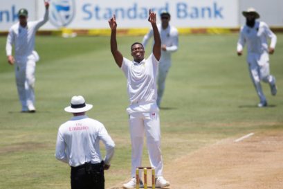 Lungi Ngidi after taking the wicket of India’s Jasprit Bumrah