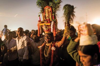 A Sivasati on her way to offer prayers at Chilakala Gattu in Medaram