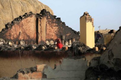 A house gutted by cross-border  shelling on January 21 in Ranbir Singh  Pura village of Jammu & Kashmir