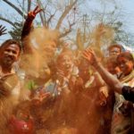 BJP supporters celebrate party's victory in Tripura Assembly elections in Dharmanagar on Saturday