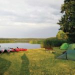 A campsite by the Roblinsee lake in Germany