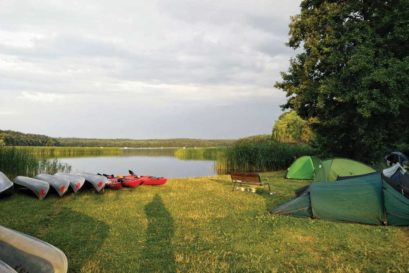 A campsite by the Roblinsee lake in Germany