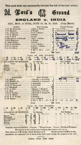 Scorecard from the Lord’s Test