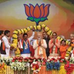 Narendra Modi with Shivraj Singh Chouhan, Uma Bharti and other BJP leaders at the Karyakarta Mahakumbh in Bhopal on September 25 (Photo: Getty Images)