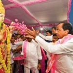 K Chandrasekhar Rao at a rally in Nalgonda where his party claims to have improved access to drinking water