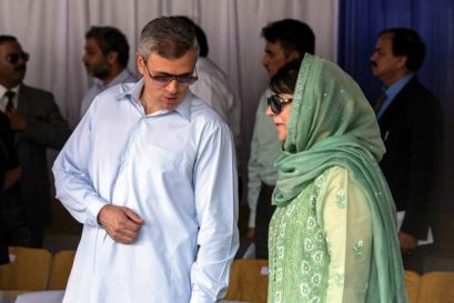 Omar Abdullah and Mehbooba Mufti at Independence Day celebrations in Srinagar, 2018